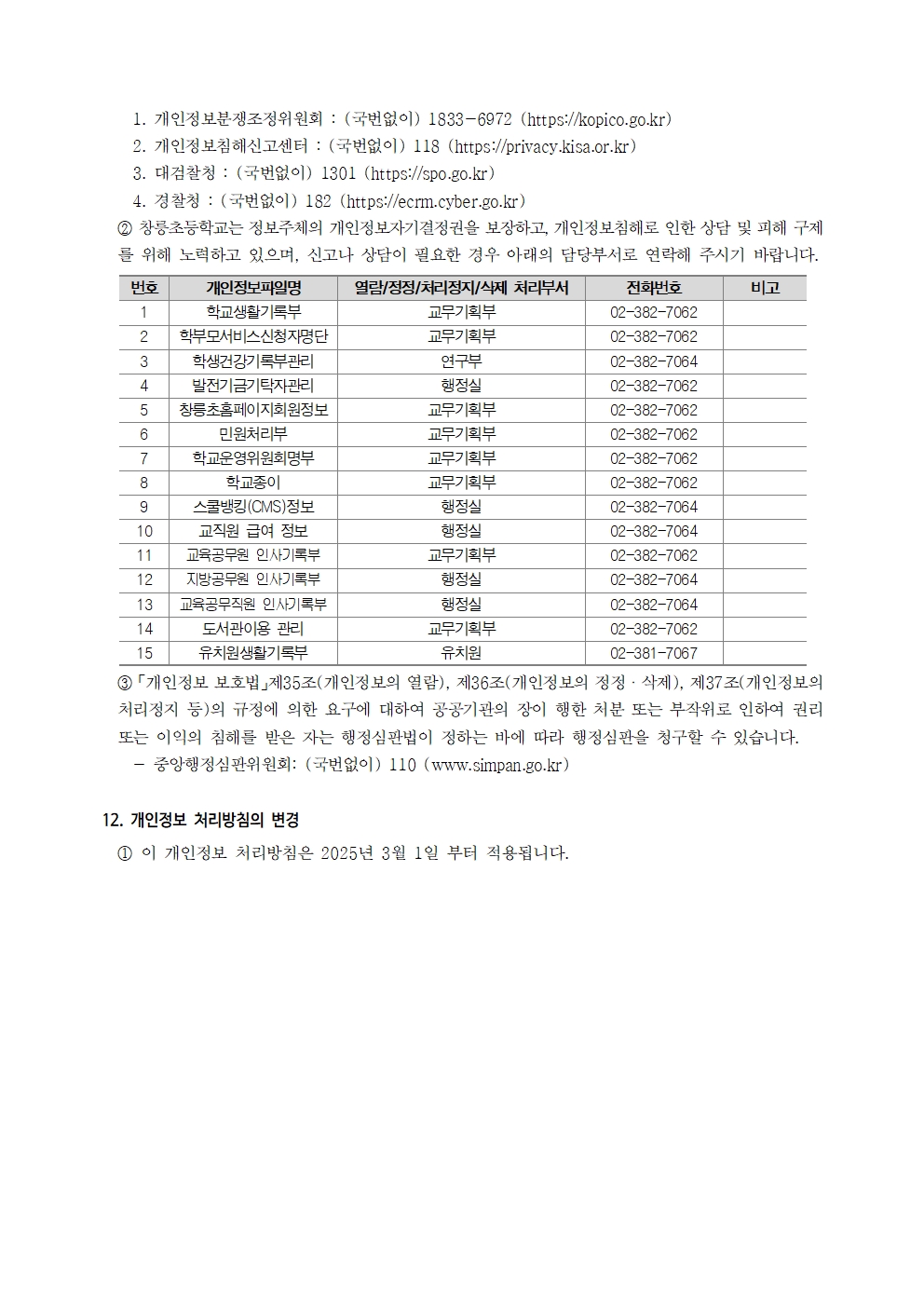 2025_창릉초 개인정보 처리방침 개정007